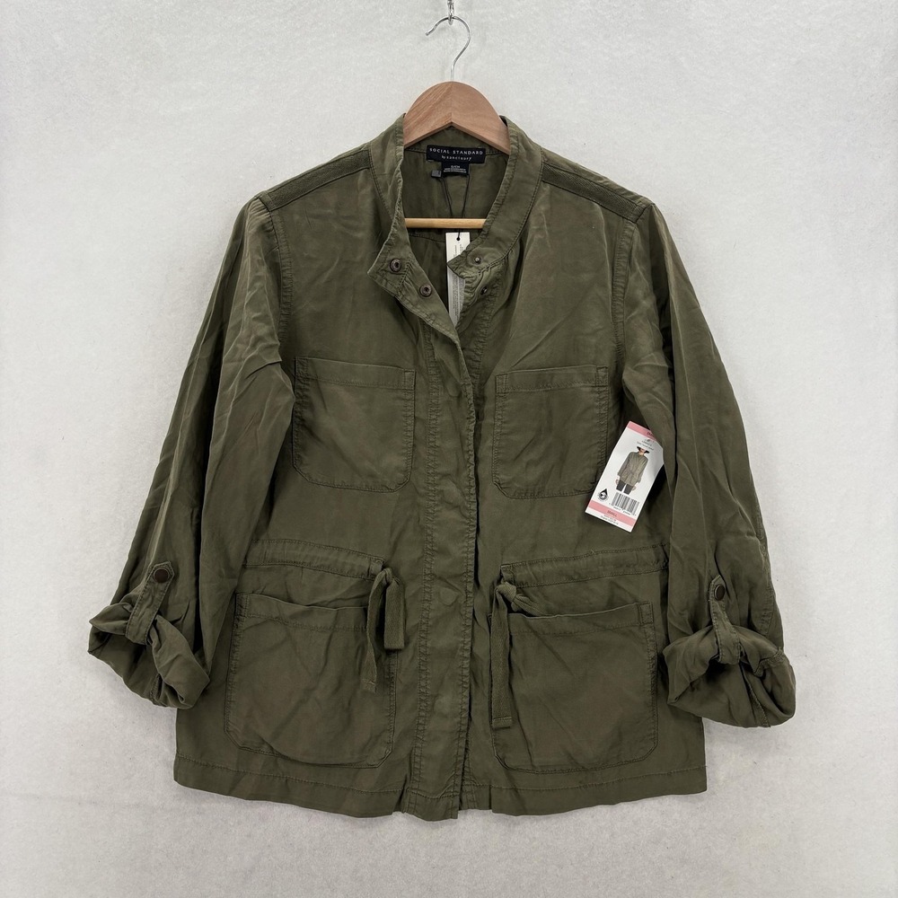 Social Standard Sanctuary Safari Tencel Jacket Womens Small Green Utility Travel